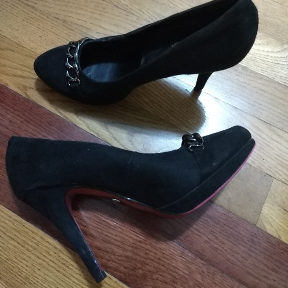 High Black Suede Look Heels